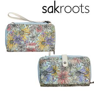 Sakroots Women's Large Smartphone Wristlet Wallet Pastel Flower Garden